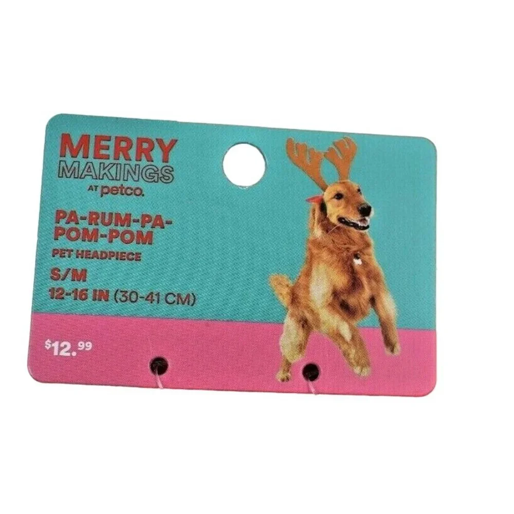 Merry Makings Pet S to M Pa-Rum-Pa-Pom-Pom Dog or Cat Red Santa Beanie New